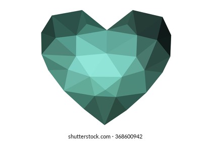 Dark blue heart isolated on white background. Geometric rumpled triangular low poly origami style gradient graphic illustration. Vector polygonal design for your business.