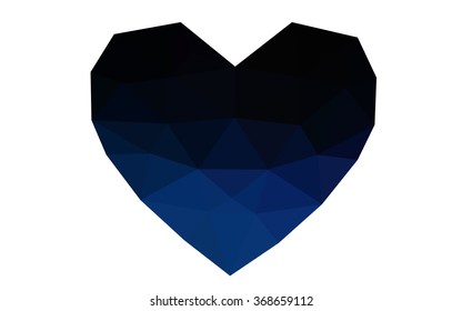 Dark blue heart isolated on white background. Geometric rumpled triangular low poly origami style gradient graphic illustration. Vector polygonal design for your business.