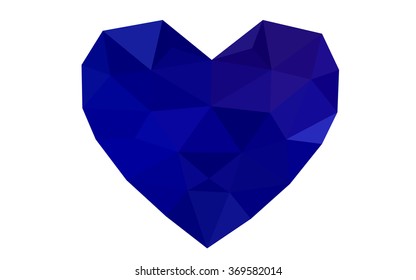 Dark blue heart isolated on white background. Geometric rumpled triangular low poly origami style gradient graphic illustration. Vector polygonal design for your business.