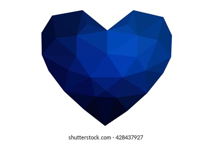 Dark blue heart isolated on white background. Geometric rumpled triangular low poly origami style gradient graphic illustration. Vector polygonal design for your business. Dark blue heart isolated on white background. Geometric rumpled triangular low poly origami style gradient graphic illustration. Vector polygonal design for your business.