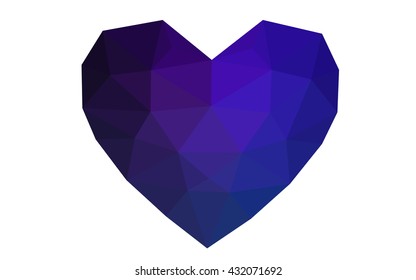 Dark blue heart isolated on white background. Geometric rumpled triangular low poly origami style gradient graphic illustration. Vector polygonal design for your business.
