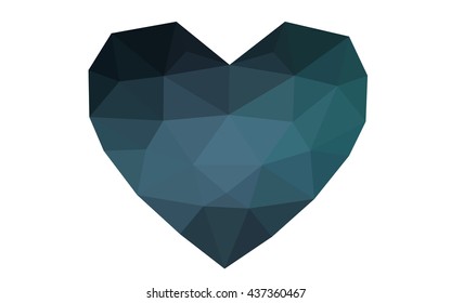 Dark blue heart isolated on white background. Geometric rumpled triangular low poly origami style gradient graphic illustration. Vector polygonal design for your business.