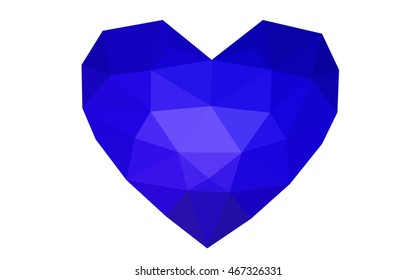 Dark blue heart isolated on white background. Geometric rumpled triangular low poly origami style gradient graphic illustration. Vector polygonal design for your business.