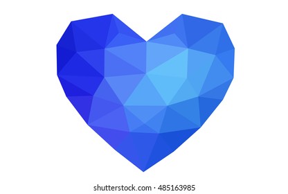 Dark blue heart isolated on white background. Geometric rumpled triangular low poly origami style gradient graphic illustration. Vector polygonal design for your business.