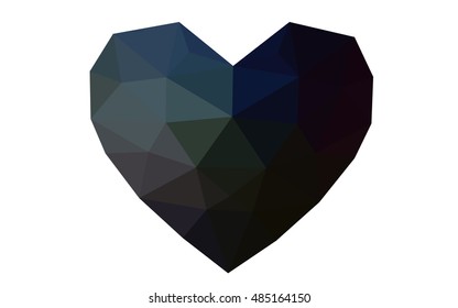 Dark blue heart isolated on white background. Geometric rumpled triangular low poly origami style gradient graphic illustration. Vector polygonal design for your business.