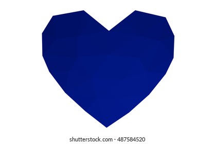 Dark blue heart isolated on white background. Geometric rumpled triangular low poly origami style gradient graphic illustration. Vector polygonal design for your business.