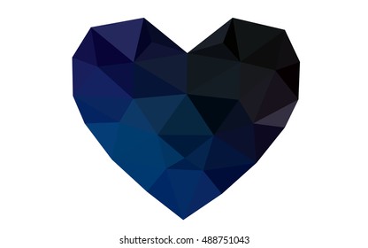Dark blue heart isolated on white background. Geometric rumpled triangular low poly origami style gradient graphic illustration. Vector polygonal design for your business.