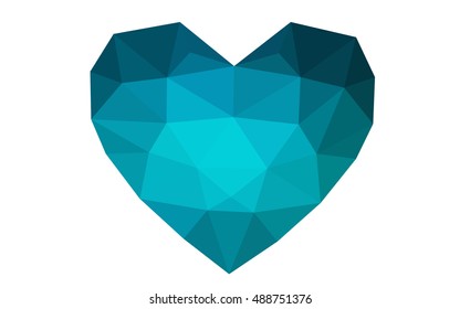 Dark blue heart isolated on white background. Geometric rumpled triangular low poly origami style gradient graphic illustration. Vector polygonal design for your business.