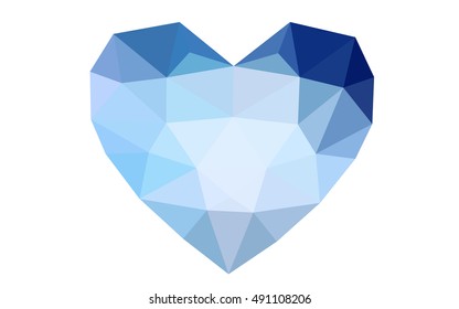 Dark blue heart isolated on white background. Geometric rumpled triangular low poly origami style gradient graphic illustration. Vector polygonal design for your business.