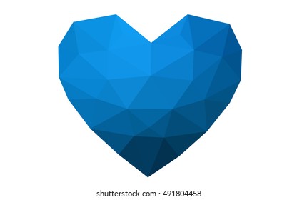 Dark blue heart isolated on white background. Geometric rumpled triangular low poly origami style gradient graphic illustration. Vector polygonal design for your business.