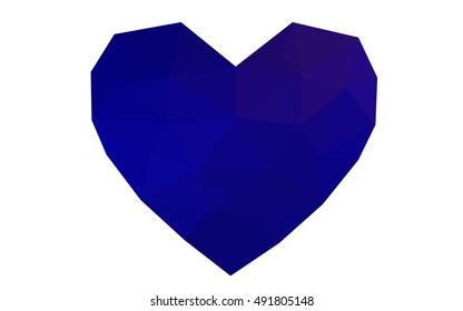 Dark blue heart isolated on white background. Geometric rumpled triangular low poly origami style gradient graphic illustration. Vector polygonal design for your business.