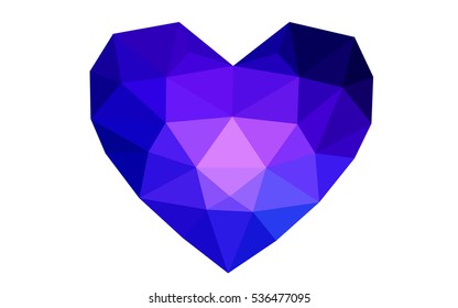 Dark blue heart isolated on white background. Geometric rumpled triangular low poly origami style gradient graphic illustration. Vector polygonal design for your business.