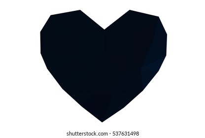 Dark blue heart isolated on white background. Geometric rumpled triangular low poly origami style gradient graphic illustration. Vector polygonal design for your business.