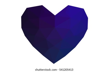 Dark blue heart isolated on white background. Geometric rumpled triangular low poly origami style gradient graphic illustration. Vector polygonal design for your business.