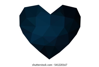 Dark blue heart isolated on white background. Geometric rumpled triangular low poly origami style gradient graphic illustration. Vector polygonal design for your business.