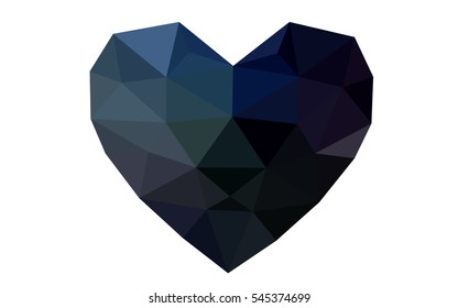 Dark blue heart isolated on white background. Geometric rumpled triangular low poly origami style gradient graphic illustration. Vector polygonal design for your business.