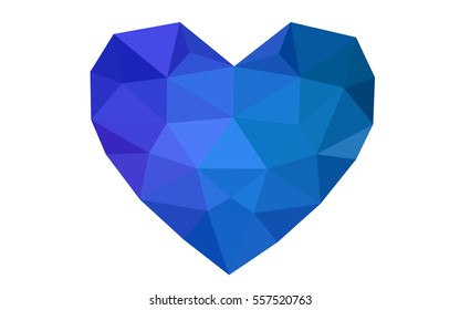 Dark blue heart isolated on white background. Geometric rumpled triangular low poly origami style gradient graphic illustration. Vector polygonal design for your business.