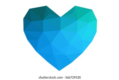 Dark blue heart isolated on white background. Geometric rumpled triangular low poly origami style gradient graphic illustration. Vector polygonal design for your business.