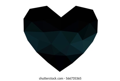 Dark blue heart isolated on white background. Geometric rumpled triangular low poly origami style gradient graphic illustration. Vector polygonal design for your business.