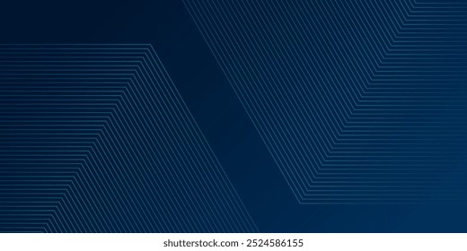 Fundo abstrato hexágono azul escuro com tecnologia de linhas de seta brilhante conceito futurista. Moderno azul brilhante geométrico abstrato para bandeira