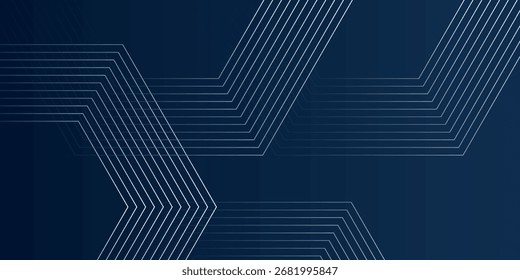 Dark blue hexagon abstract background with glowing arrow lines technology futuristic concept. vector illustration eps10