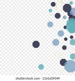 Dark Blue Hexagon Background Transparent Vector. Atom Graphic Mosaic. Elegant Illustration. Blue-Gray Polygon Science. Tile Wallpaper.