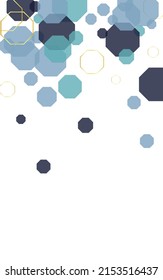 Dark Blue Hexagon Background White Vector. Atom Industrial Mosaic. Motion Texture. Blue-Gray Honeycomb Plexus. Polygon Illustration.