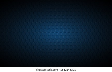 Fondo texturado de fibra de carbono hexagonal azul oscuro. Fondo de acero de textura metálica de la marea azul de la marina. Ilustración vectorial de plantilla de diseño web EPS 10.