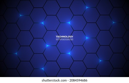 Dark blue hexagon technology futuristic abstract modern background, blue honeycomb texture grid. Vector illustration