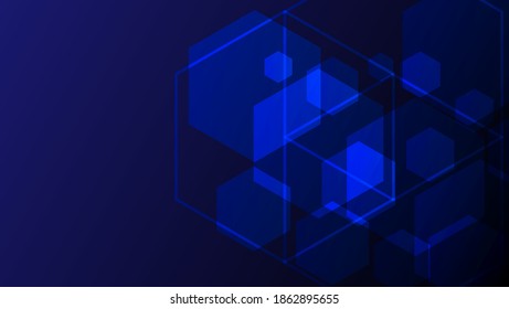 dark blue hexagonal shapes background. great for technology presentation, banner, poster, cover, website.