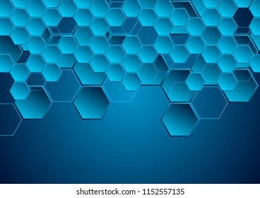 Dark blue hi-tech geometric abstract background. Vector futuristic design