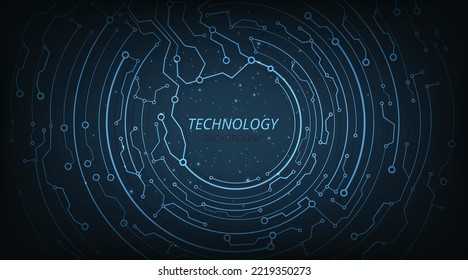Dark blue hi-tech vector background concept.Circuitry dark blue background with connecting lines and dots.
