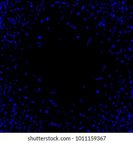 Dark blue holiday realistic confetti flying on black vector backdrop. Trendy tinsel sparkle elements flying, gradient foil texture serpentine streamers confetti falling festive backdrop.