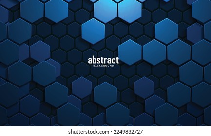 Dark blue horizontal hexagonal technology abstract vector background