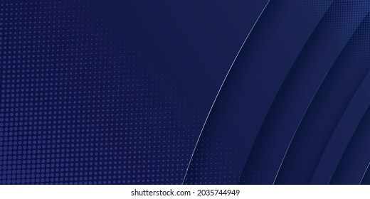 Dark blue horizontal technology abstract vector background. Shiny silver lines flashes under halftone in futuristic modern technology wide banner. Dark gray presentation background