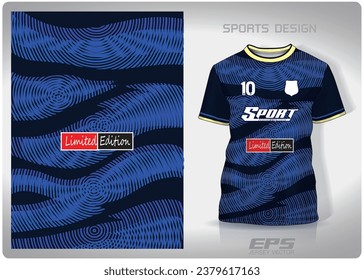 dark blue illusion pattern design, illustration, textile background for sports t-shirt, football jersey shirt mockup for football club. consistent front view