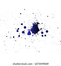 Dark blue ink blots on white background. Vector illustration.