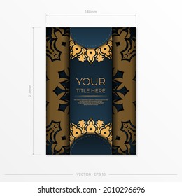 Dark blue invitation card template with abstract ornament. Elegant and classic vector elements ready for print and typography.