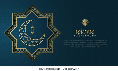 Dark blue Islamic background with moon ornament