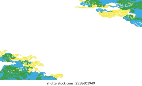Fondo de diseño en la nube de estilo japonés azul oscuro. Datos vectoriales fáciles de editar.