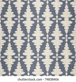 Dark blue jeans fabric with beige drawing