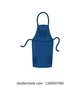 Dark blue kitchen apron with three pockets. Cooking dress for housewife or chef of restaurant. Flat vector design