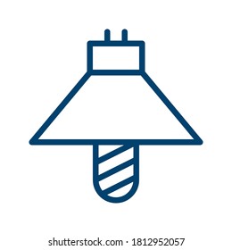 Diseño del icono de la lámpara azul oscuro aislado en fondo blanco