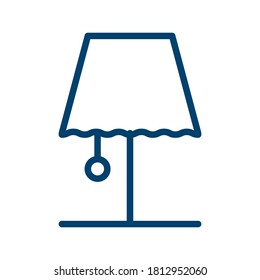 Diseño del icono de la lámpara azul oscuro aislado en fondo blanco