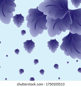 Dark blue leaves pattern on blue background wallpaper design.Vector illustration.