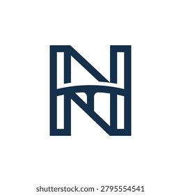 Dark blue letter N logo featuring bridge silhouette.