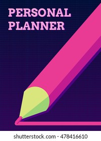 A dark blue letter size cover with a bright pink pencil