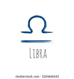 Dark blue Libra zodiac symbol vector, hand painted horoscope sign. Astrological icon isolated. Libra astrology zodiac sign clip art on white background.