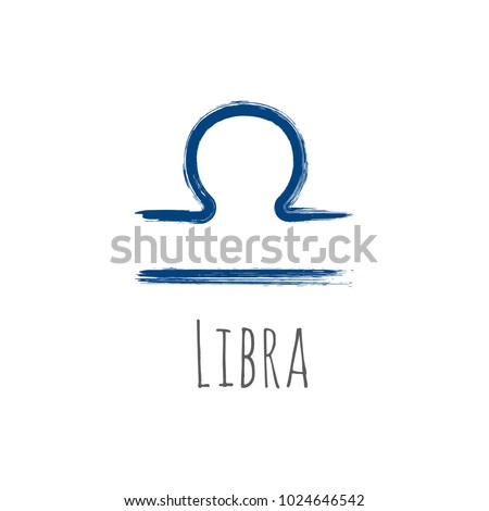 Dark blue Libra zodiac symbol vector, hand painted horoscope sign. Astrological icon isolated. Libra astrology zodiac sign clip art on white background.