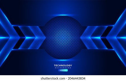 Dark blue light abstract hexagonal background